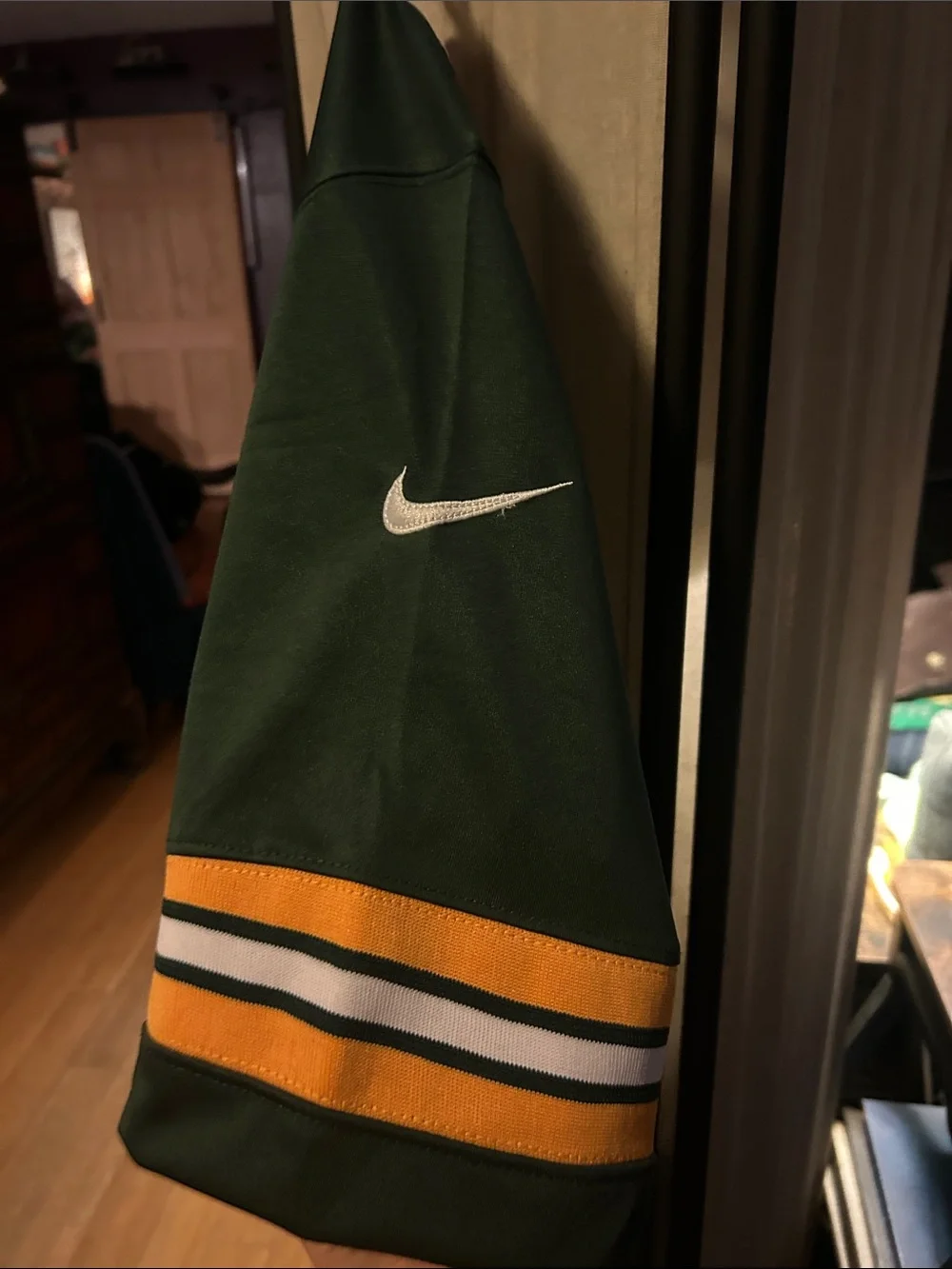 Green Bay packers Nike Green and Gold Football Jersey with White Number